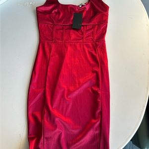 Red corset satin dress
